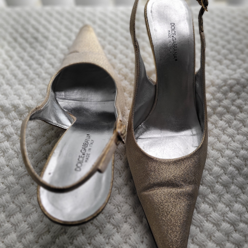 Dolce & Gabbana Metallic Gold Slingback Heels